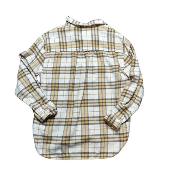 AMERICAN EAGLE Button Down Flannel Shirt Yellow Brown Plaid Size Medium - Picture 4 of 8